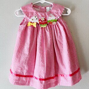 Rare Editions Baby Dress Cupcake Pink Gingham